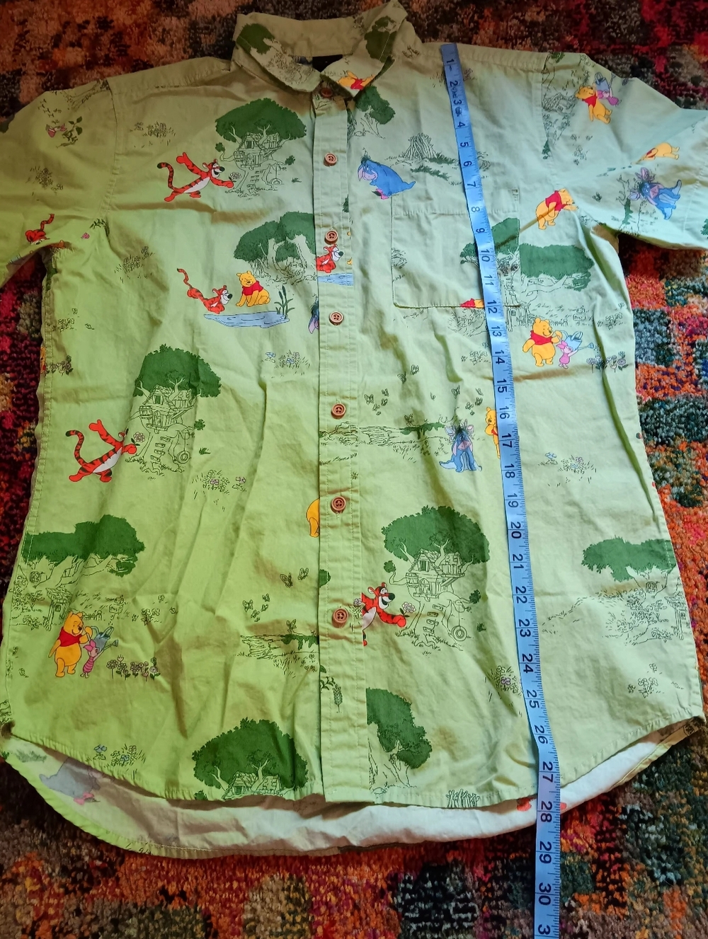 Disney Winnie the Pooh Green Short-Sleeve Button-Up Shirt - Picture 4 of 5